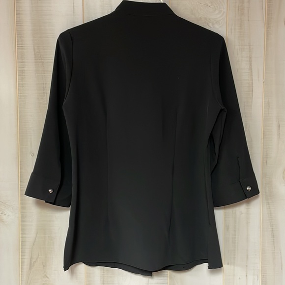 Kathy Che Black Stretch Button Down Top Sz S - Picture 2 of 5